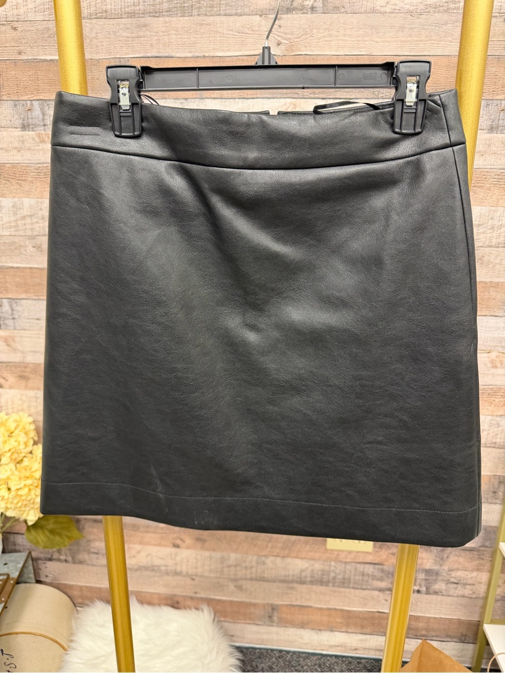 J. Crew. Black Faux Leather Mini Skirt